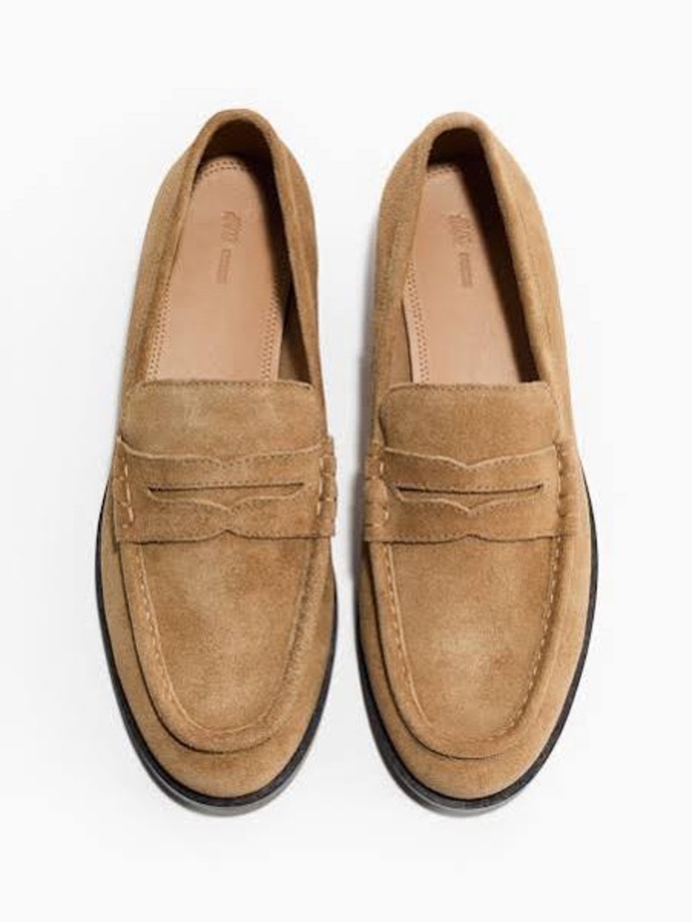 H&M Premium Beige Suede Flat Penny Loafers - Women's Sz 40 / US 9